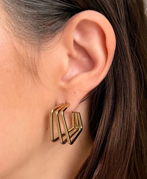 Argola Três Fios Quadrada em Aço Inoxidável