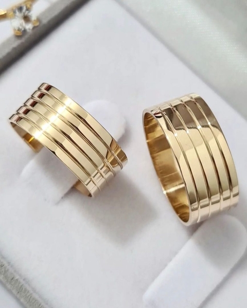 Par Alianças de Moedas Antigas - 10 mm Tradicional + Anel Solitário - comprar online