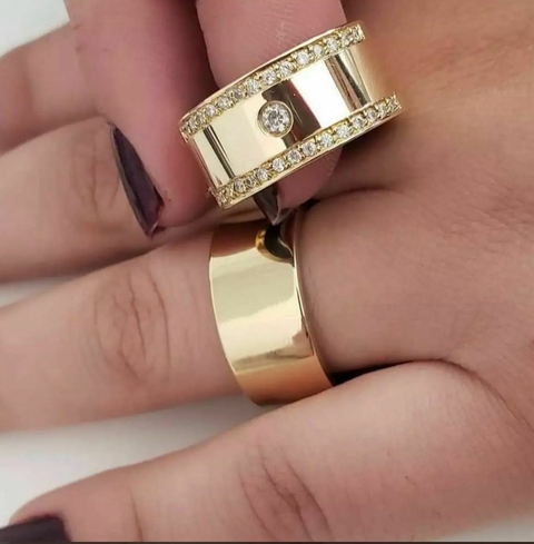 Par de Alianças de Moedas Antigas - 8 mm + Anel Solitário - comprar online