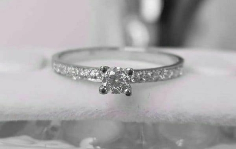 Anel Solitário Prata 950