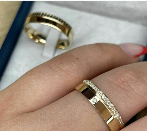 Par de aliança de moeda antiga com forro de prata com 5mm + Anel Solitário - comprar online