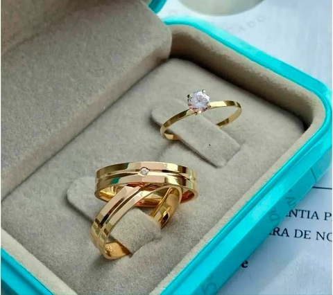 Aliança de moeda antiga com forro de prata 5mm + Anel Solitário - comprar online