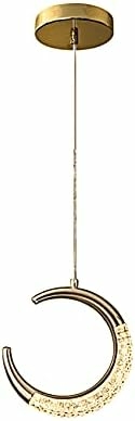 Luminária de Teto Pendente Dourado Cristal Lua Minguante Bivolt Com Led Integrado