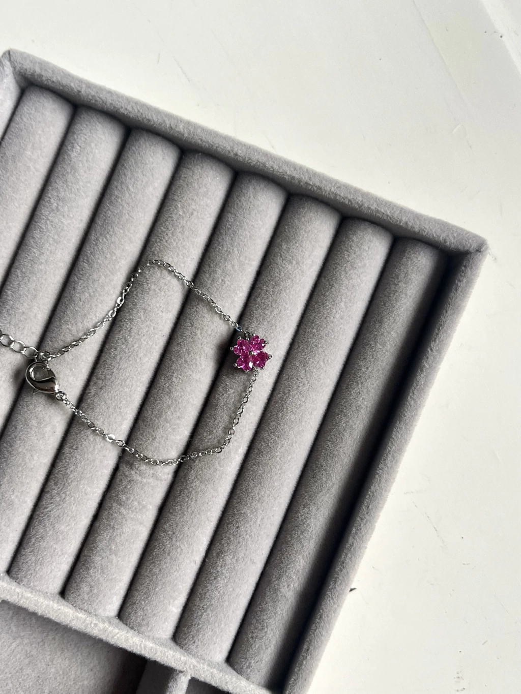 Pulseira 8 mm rosa prata