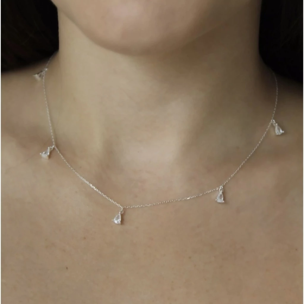 Choker gotas prata 925
