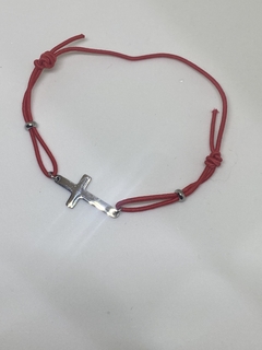 Pulsera elastizada con cruz - rojo