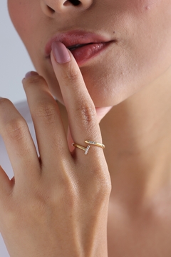 ANEL PREGO CRAVEJADO REGULÁVEL, BANHO EM OURO 18K OU EM RÓDIO BRANCO na internet