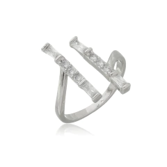 ANEL BAGUETE REGULAVEL BANHO EM OURO 18K OU EM RÓDIO BRANCO - comprar online