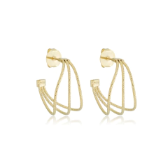 BRINCO ARGOLA 3 FIOS, BANHO EM OURO 18K E RÓDIO BRANCO