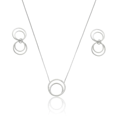 CONJUNTO BRINCO E CORRENTE ELOS, COM BANHO EM OURO E EM RÓDIO BRANCO - comprar online