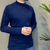 Camisa Masculina Gola Alta Manga Longa Slim Azul Marinho (Cod. 879) - comprar online