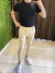 Imagem do Calça Chino Masculina Cropped Cós Transpassado Acetinada Bege