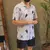 Camisa Manga Curta Estampada Viscose Azul Claro