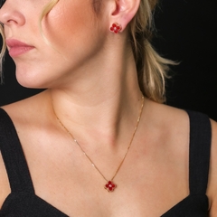 Conjunto Trevo com Zirconia banhado a Ouro 18K - comprar online