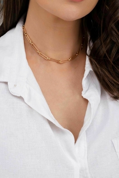 Choker Elos Alongados Banhado a Ouro 18K