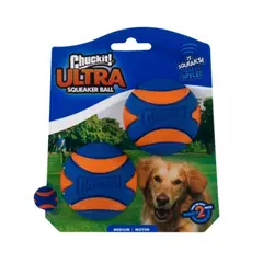 CHUCKIT ULTRA SQUEAKER BALL - Pack com 2 Bolinhas Médias