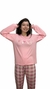 pijama love manga longa rosa - comprar online