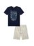 Conjunto Infantil de Menino Beach, Camiseta Azul Marinho com Bermuda com Listra na internet