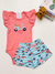 Conjunto Infantil Feminino Hrradinhos | Body Manga Babado Goiaba + Short Estampado Floral – 100% Algodão Hipoalergênico - comprar online