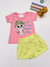 Conjunto Infantil Feminino Kiko e Kika | Camiseta Rosa com Estampa Oncinha + Short Verde Lima com Drapeado e Cintura Elá - comprar online