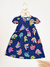 Vestido Infantil Feminino Azul Marinho com Estampa de Bananas – Kookabu - comprar online
