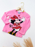 Camiseta Infantil Minnie Disney Manga Longa 100% Algodão – Rosa