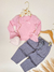 Blusa Infantil Rosa com Lacinho e Manga Princesa na internet