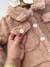 Casaco Ted Infantil Rosê com Botões Florais e Pérolas – Delicado e Quentinho na internet