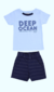 Conjunto Infantil de Menino Oceano com Camiseta Azul Claro e Bermuda Azul Escuro - comprar online