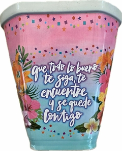 Imagen de MACETAS PLASTICAS ESTAMPADAS CUADRADA CHICA
