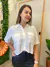 Camisa cropped linho com botões e bolso