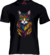 Camiseta Preta Estampada Gato Unissex