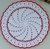Sousplat de crochê em espiral - Branco e vermelho