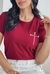 T-SHIRT CRUZ CORAÇÕES - BORDÔ - comprar online