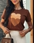 T-SHIRT CORAÇÕES MARROM - T-SHIRT FEMININA DE ALGODÃO - comprar online