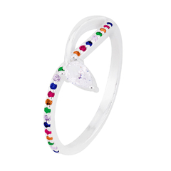 Anel solitário zircônia cristal cravejado de zircônias coloridas - comprar online