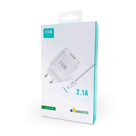 Kit carregador de celular E cabo USB usb/lightning 1,2M FKT-1105