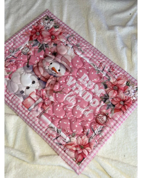 Tapete Bem vindo Papai Noel Rosa