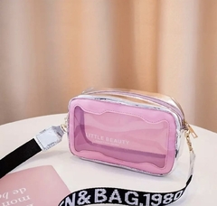 Bolso de maquillaje, rosado con correa.