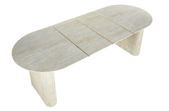 MESA COMEDOR OVAL EXTENSIBLE PIETRA TRAVERTINO - tienda en línea