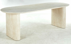 MESA COMEDOR OVAL EXTENSIBLE PIETRA TRAVERTINO - tienda en línea