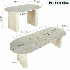 Imagen de MESA COMEDOR OVAL EXTENSIBLE PIETRA TRAVERTINO
