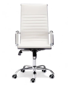 SILLÓN GIRATORIO LETTER SÍMIL PIEL BLANCO
