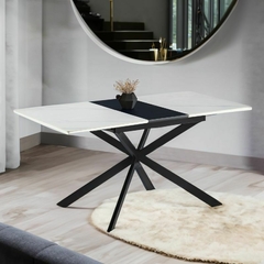 Imagen de MESA COMEDOR EXTENSIBLE IBIZA 140 - 180 X 80 CM CERAMIC BLANCO / NEGRO.
