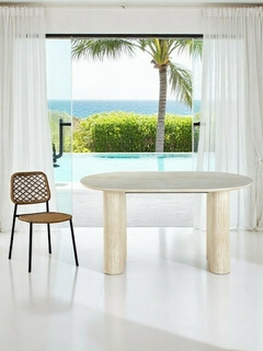 MESA COMEDOR OVAL EXTENSIBLE PIETRA TRAVERTINO