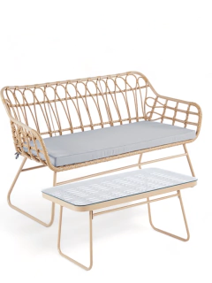 SET BALI 4 PIEZAS RATTAN PE / GRIS. en internet