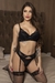 CONJUNTO DE LINGERIE PRETO COM CINTA LIGA CALCINHA SENSUAL Ref.: 02157