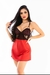 CAMISOLA DE RENDA E CETIM COM CALCINHA SENSUAL Ref.: 02142