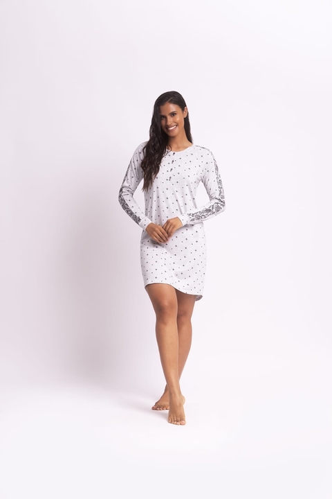 Camisola Curta Manga Longa Kali Cinza Claro - comprar online