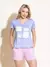 Short Doll Manga Curta Tapa Olho Aline Cats Azul Claro - Sonhos de Maria Sleepwear